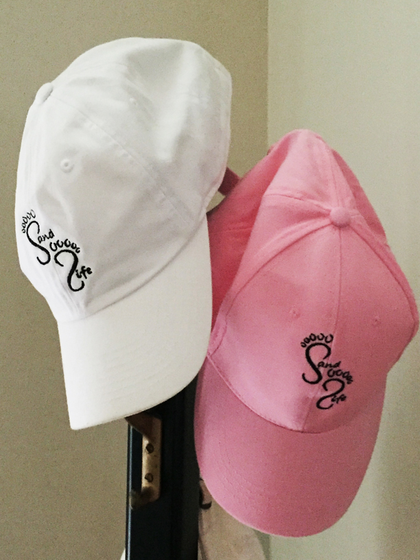 Sand-Life White & Pink Embroidered Hats